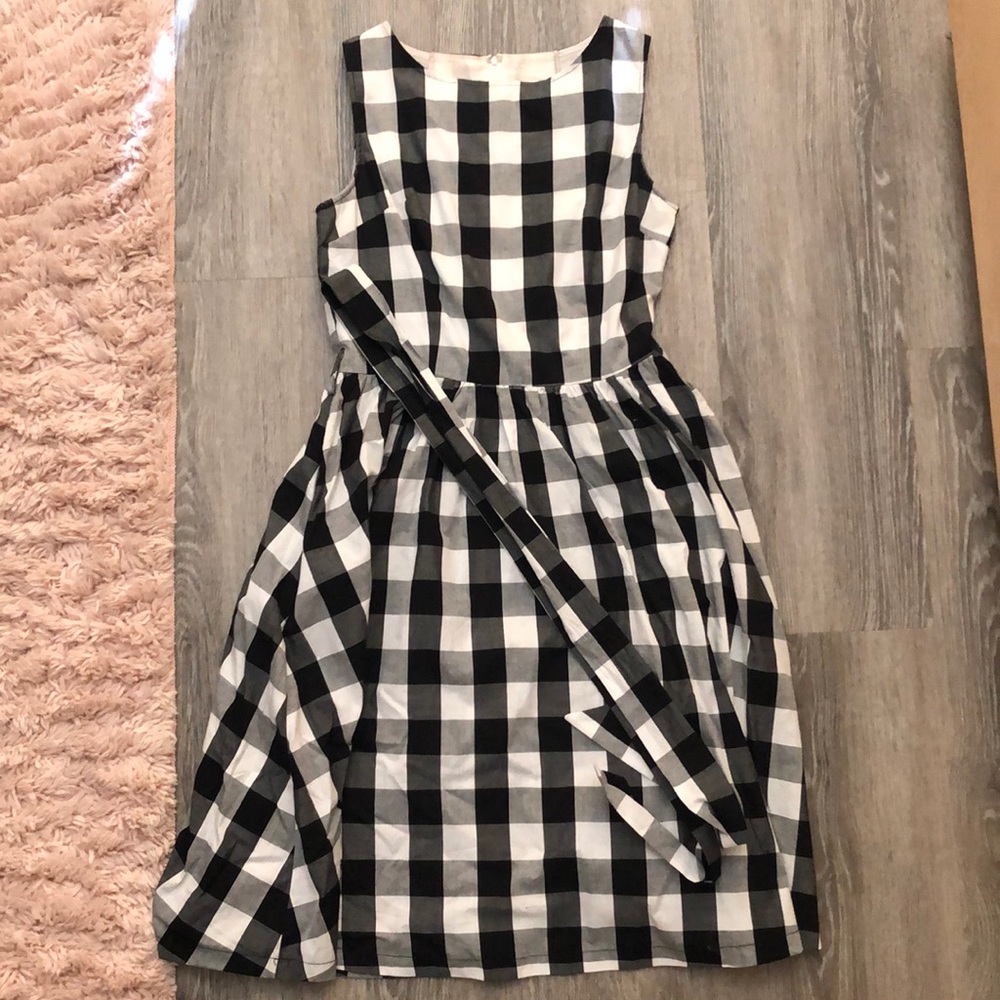 Vintage Checkered Dress with Red Petticoat